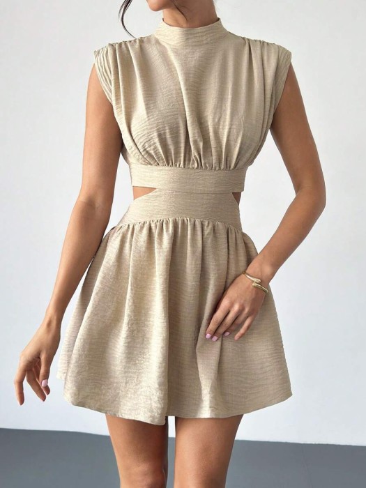 Beżowa sukienka cut out (XS)