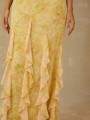 Żółta sukienka wzór ramiączka (L)