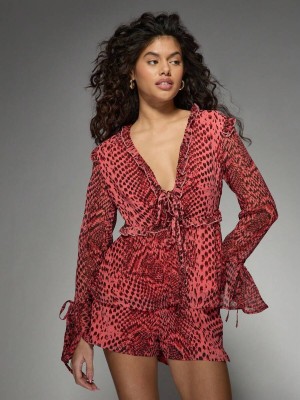 Szyfonowy komplet szorty bluzka (S)