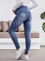 Niebieskie jeansowe rurki high waist (S)