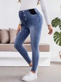 Niebieskie jeansowe rurki high waist (S)