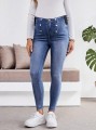 Niebieskie jeansowe rurki high waist (S)