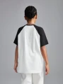 Biały t-shirt kontrastowe wstawki (8L)