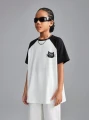 Biały t-shirt kontrastowe wstawki (8L)