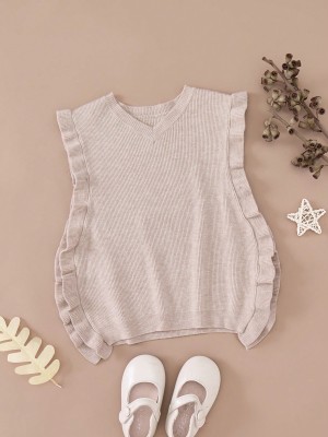 Beżowy sweter bez rękawów (4L)