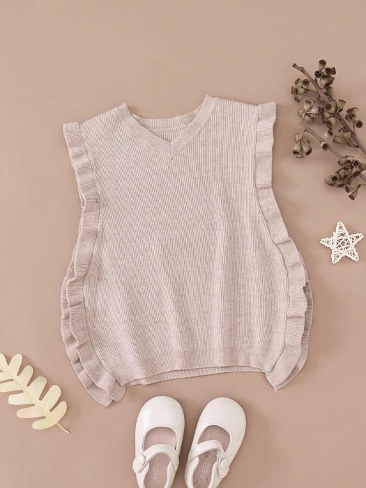 Beżowy sweter bez rękawów (4L)