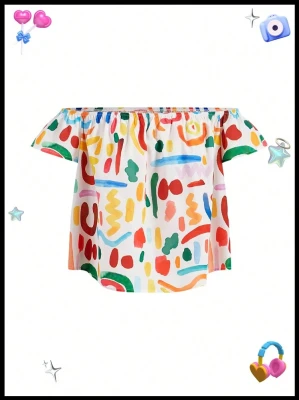 Biała bluzka hiszpanka wzór (S)