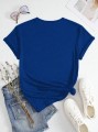 Granatowy t-shirt nadruk (1XL)