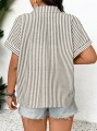 Dwukolorowa koszula paski haft (1XL)