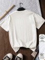 Biały bawełniany t-shirt nadruk (XL)