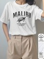 Biały bawełniany t-shirt nadruk (XL)