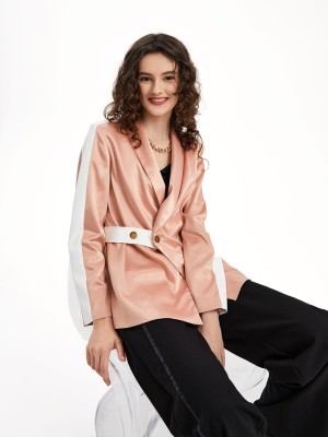 Satynowa brzoskwiniowa marynarka (S)