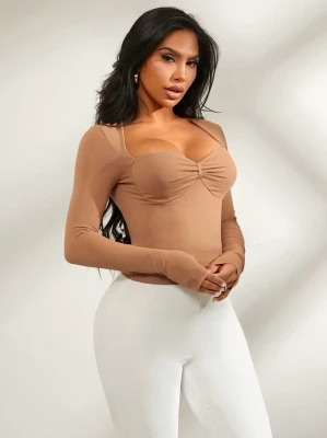 Brązowa bluzka długi rękaw (M)