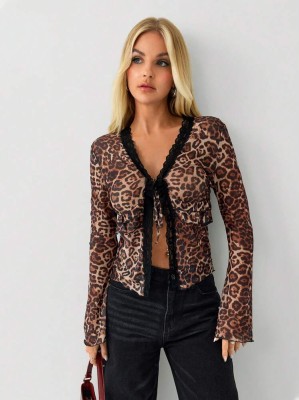 Wzorzysta bluzka wiązanie (S)