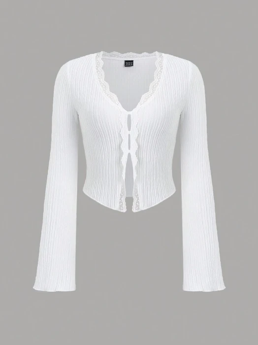 Biała teksturowana bluzka koronka (XL)