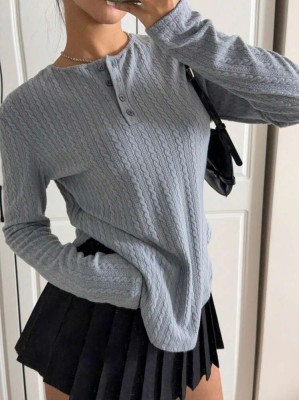 Szara bluzka długi rękaw wzór (M)