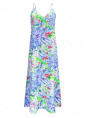 Kolorowa sukienka maxi wzór (M)