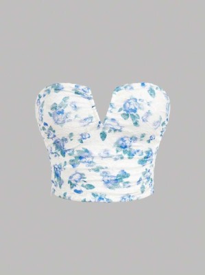 Biały koronkowy top wzór (M)