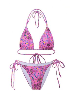 Różowy strój dwuczęściowy wzór (L)