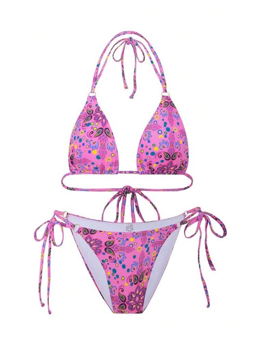 Różowy strój dwuczęściowy wzór (L)