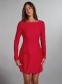Czerwona sukienka mini długi rękaw (L)