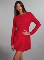 Czerwona sukienka mini długi rękaw (L)
