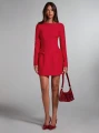Czerwona sukienka mini długi rękaw (L)