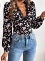 Czarna bluzka kwiaty (S)