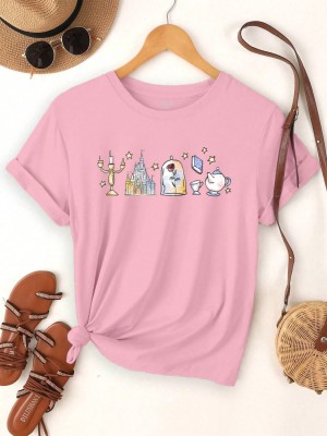 Różowa koszulka nadruk (1XL)