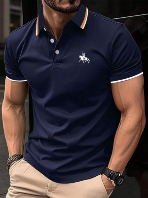 Granatowa koszulka polo nadruk (2XL)