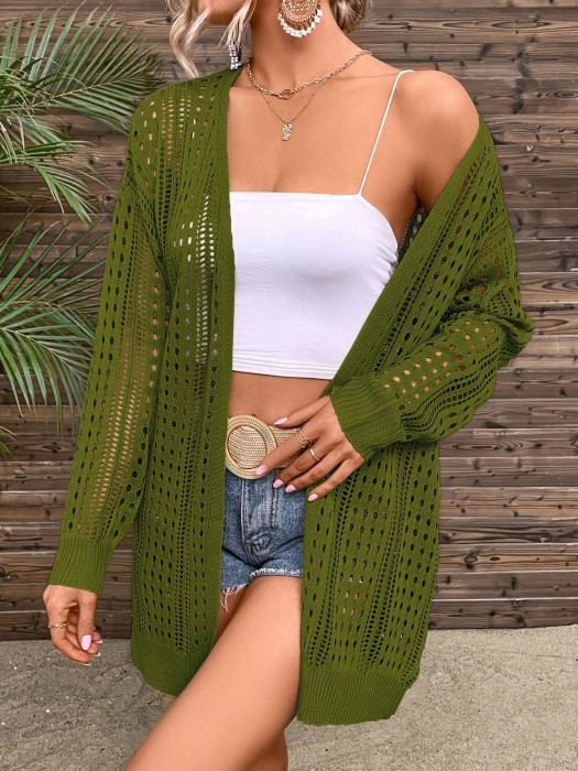 Zielony ażurowy kardigan (S)