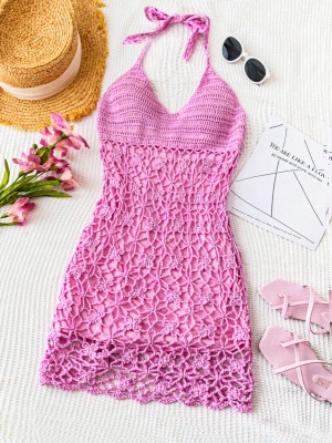 Różowa plażowa sukienka mini (S)