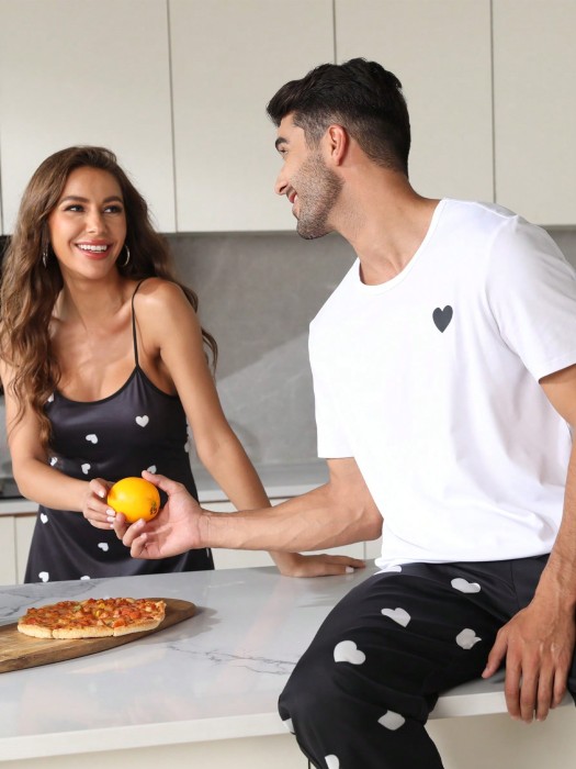 Dwuczęściowa czarno biała piżama unisex (L)