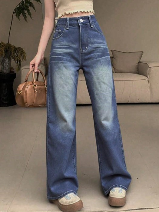 Niebieskie proste jeansy (L)