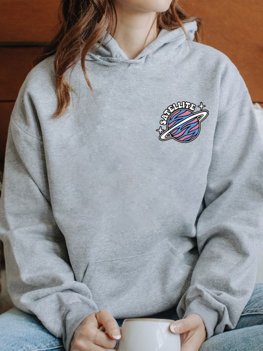 Szara melanżowa bluza nadruk (S)