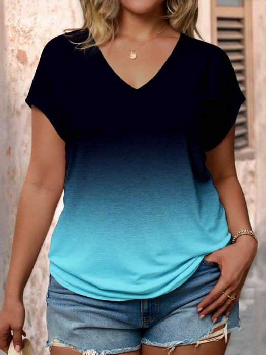 Dwukolorowy t-shirt ombre (4XL)