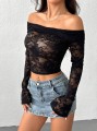 Czarny koronkowy top (S)