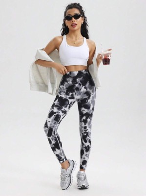 Dwukolorowe legginsy tie dye (M)