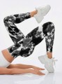 Dwukolorowe legginsy tie dye (M)
