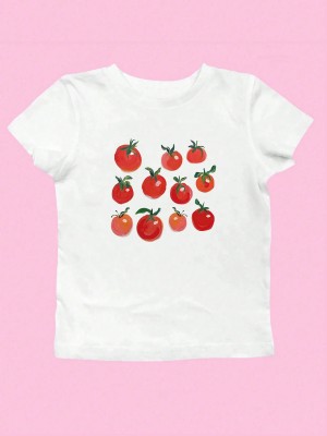 Biały krótki t-shirt nadruk (XL)