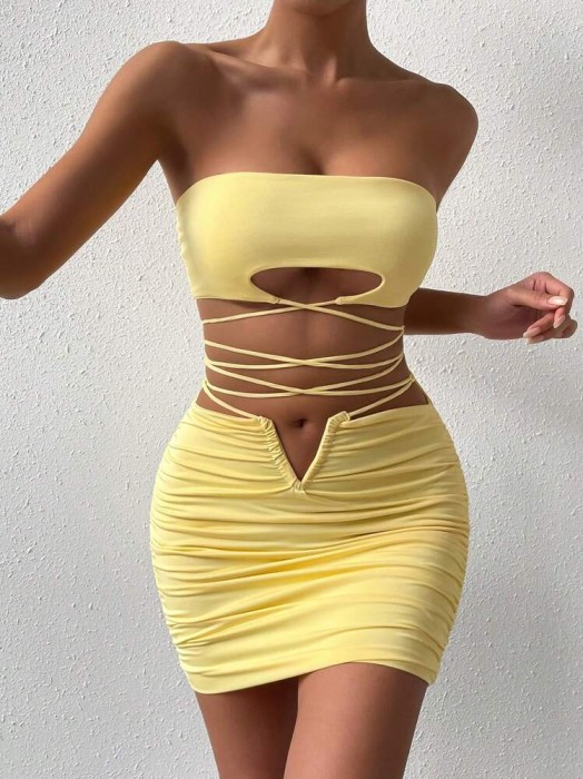 Żółty dwuczęściowy zestaw (S)