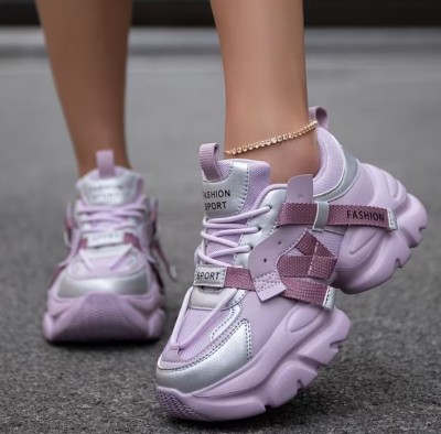 Liliowe sneakersy sznurowane (39)