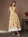 Żółta sukienka wzór (S)