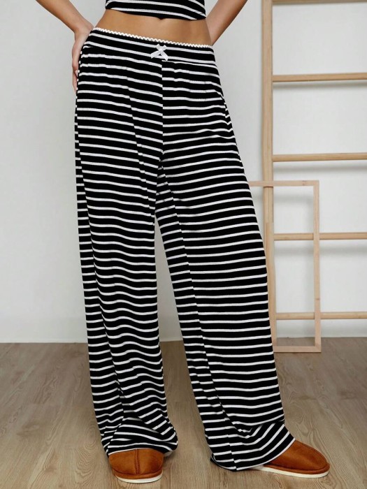 Dwukolorowe spodnie od piżamy paski (S)
