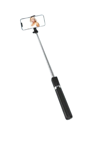 Czarny selfie stick statyw 2w1