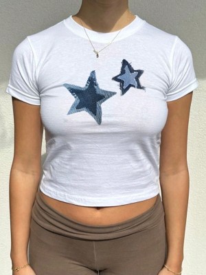 Biały krótki t-shirt nadruk (3XL)