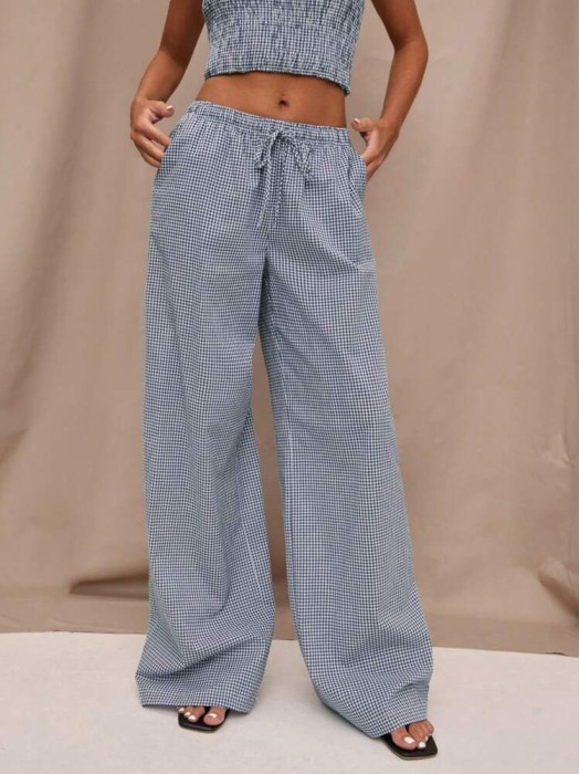 Kraciaste proste spodnie (L)