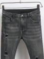 Grafitowe jeansy rurki dziury (4XL)