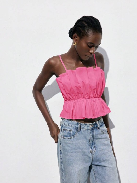Różowy top ramiączka (S)