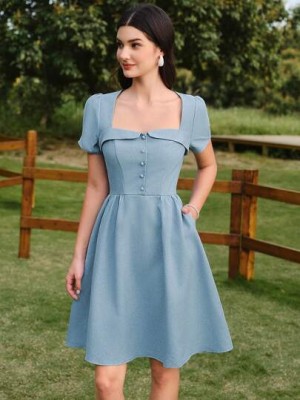 Jasnoniebieska sukienka melanż (L)